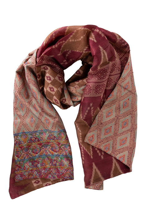 Kantha Diamonds Silk Scarf 1