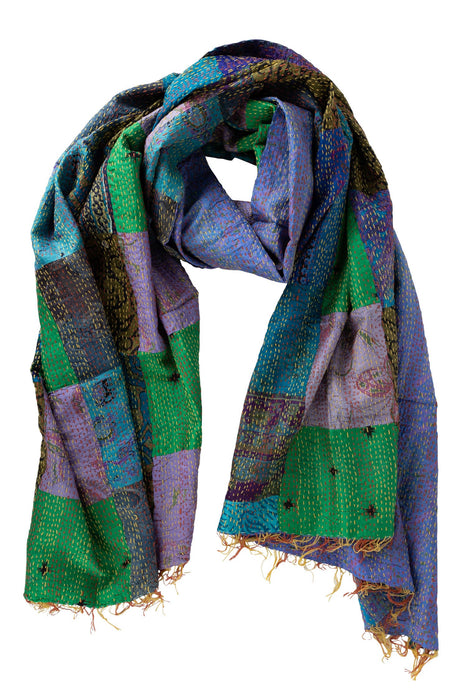 Patchwork Kantha Silk Shawl 3