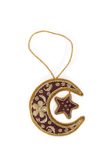 Moon & Star Ornament, Red