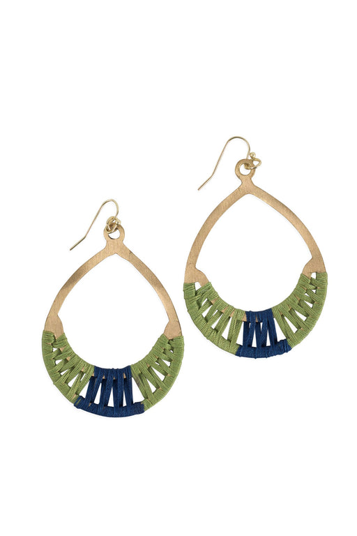 Crisscross Thread Earrings Green & Blue