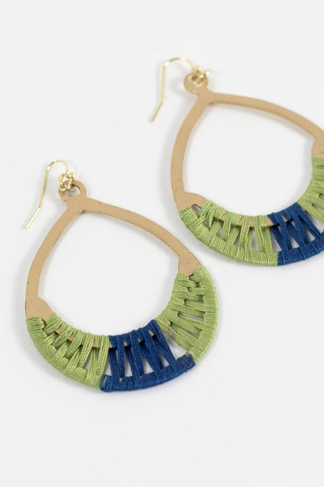 Crisscross Thread Earrings Green & Blue 2