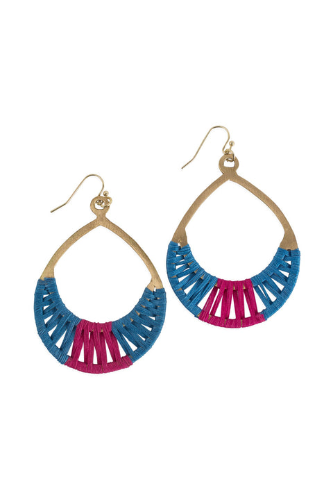 Crisscross Thread Earrings Blue & Pink 1