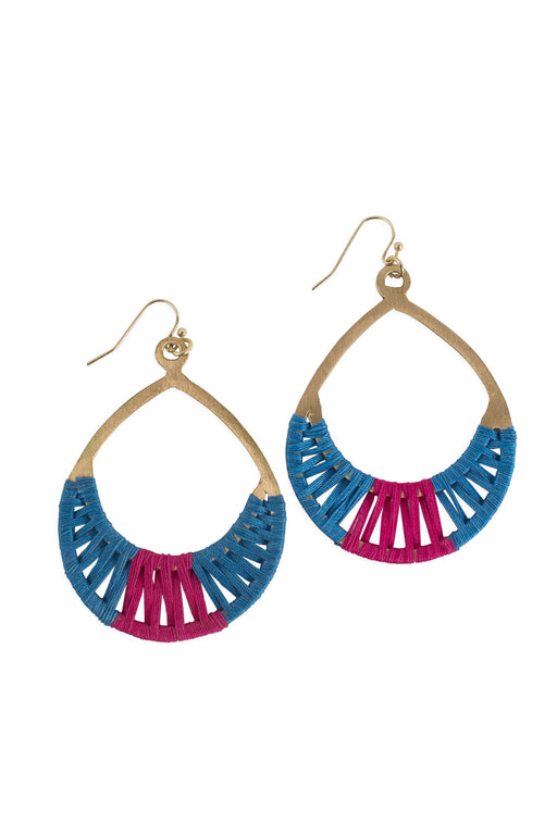 Crisscross Thread Earrings Blue & Pink