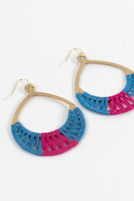 Crisscross Thread Earrings Blue & Pink 2