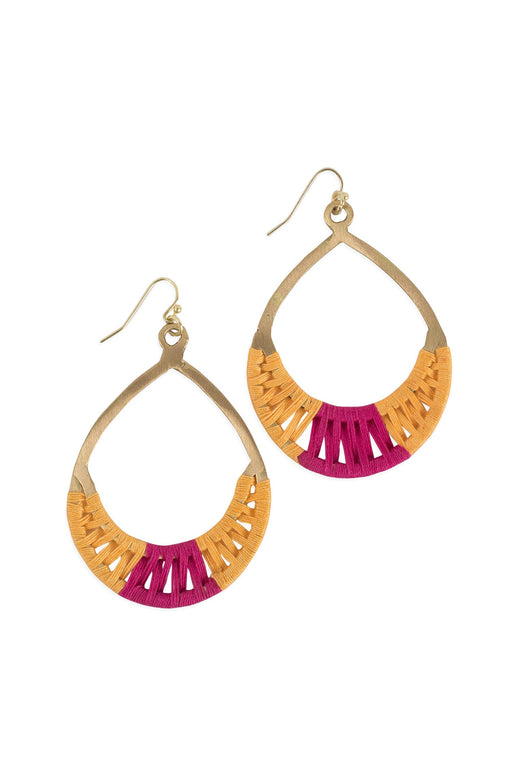 Crisscross Thread Earrings Yellow & Pink