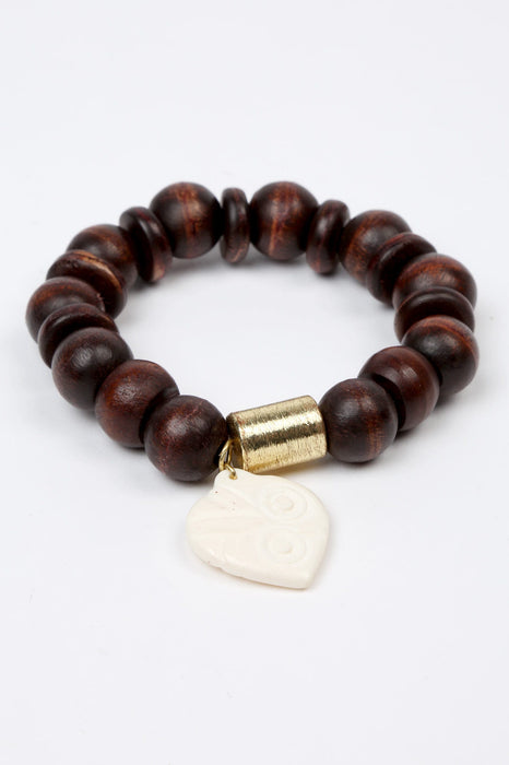 Heart Pendant Wood Bracelet 2