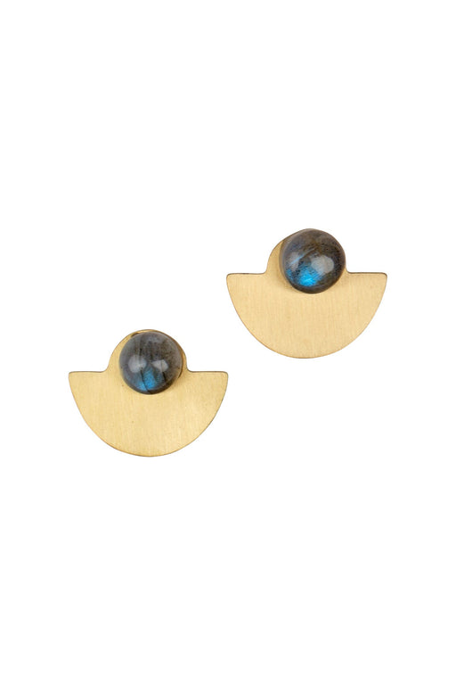 Labradorite Moon Earrings