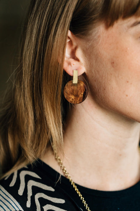Wood & Brass Post Earrings 4