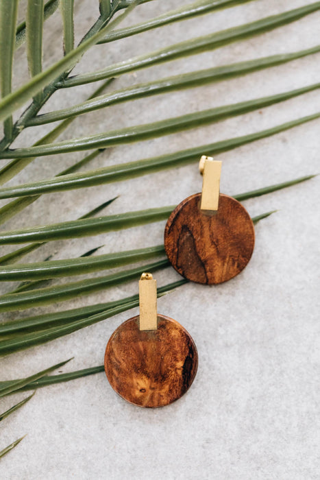 Wood & Brass Post Earrings 5