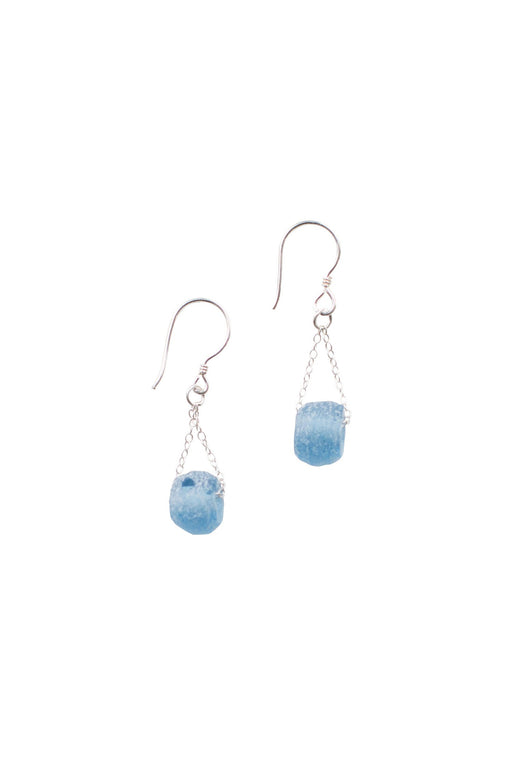 Beach Glass Earrings Blue