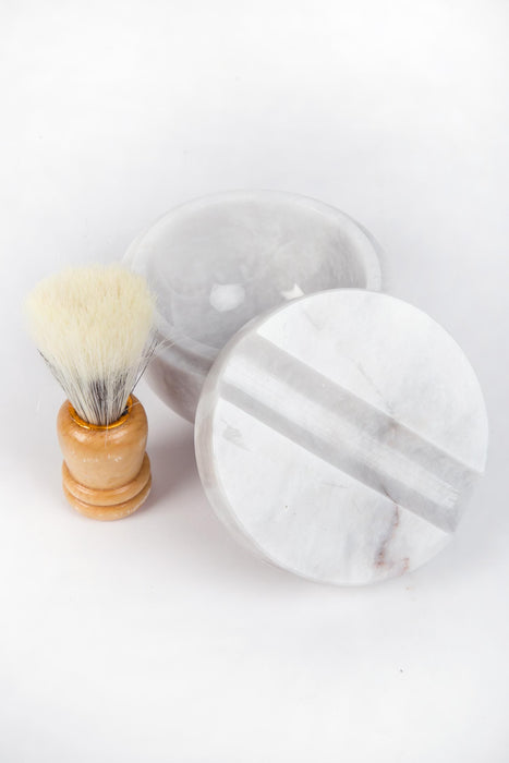 Marble Shave Bowl & Brush 2