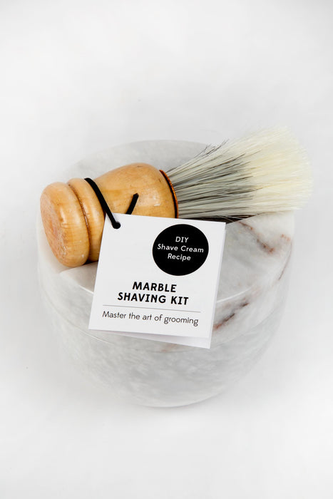 Marble Shave Bowl & Brush 4