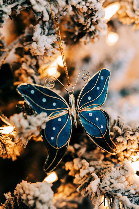 Blue Butterfly Capiz Ornament 5
