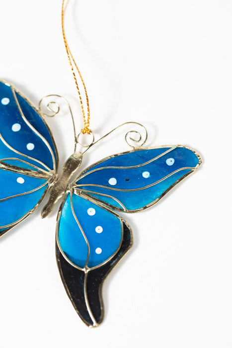 Blue Butterfly Capiz Ornament 3
