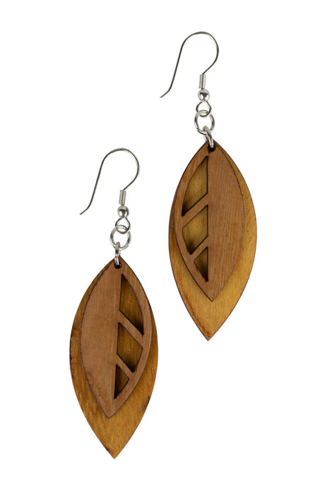 Falling Leaves Wood Earrings 1