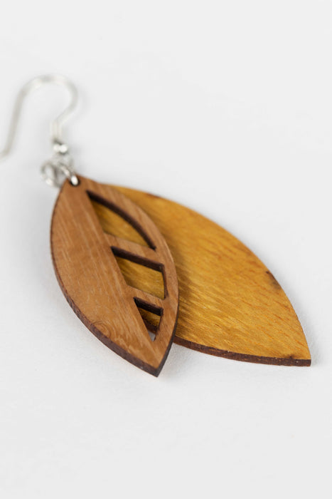 Falling Leaves Wood Earrings 3