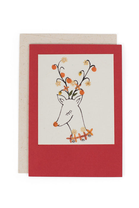 Flower Reindeer Christmas Card 1