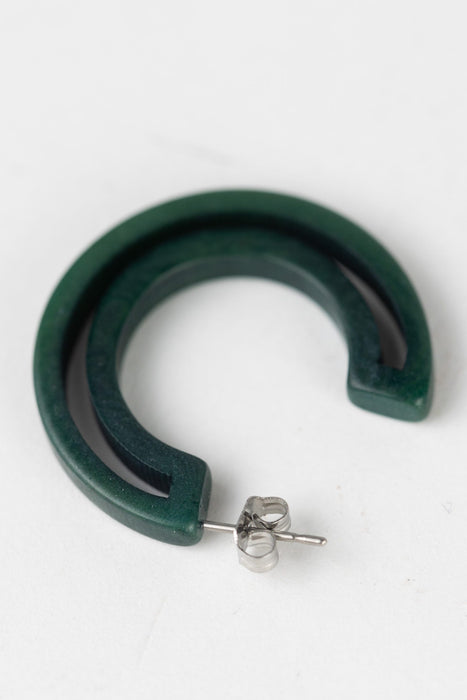 Negative Space Tagua Hoops - Jasper Green 2